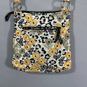 Vera Bradley Go Wild Crossbody Bag Adjustable Strap Zip and Open Pockets Yellow